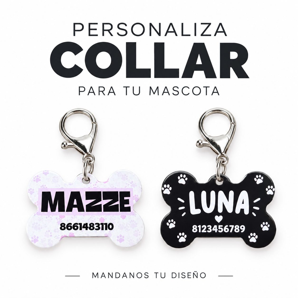 PLACA PERSONALIZADA PARA MASCOTA AMBOS LADOS