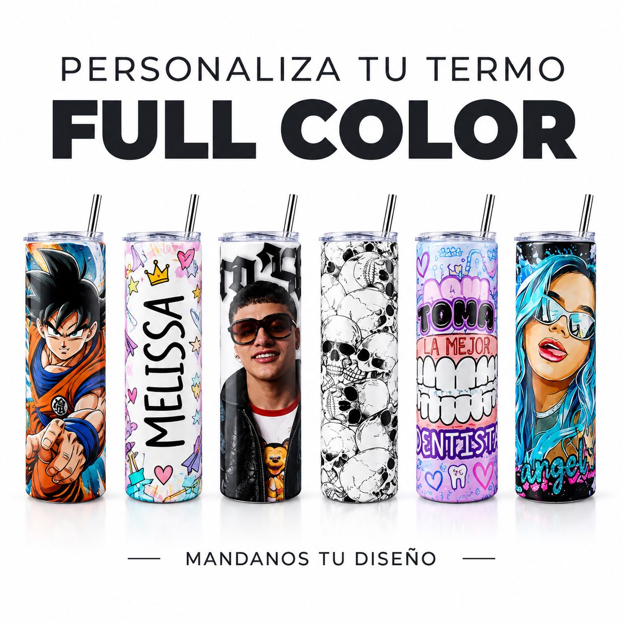 TERMO PERSONALIZADO FULL COLOR DE ACERO INOXIDABLE  CON POPOTE 20 OZ