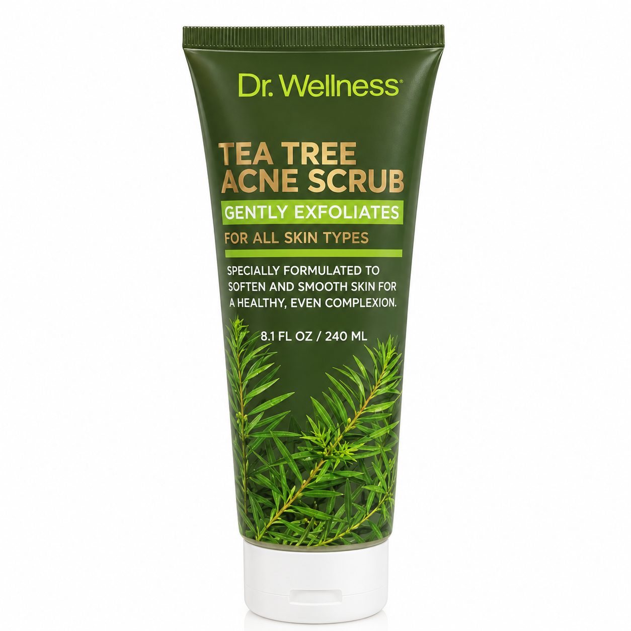 Dr. Wellness Tea Tree Acne Scrub 240 ml | Exfoliante facial antiacné para todo tipo de piel | RECOMENDADO