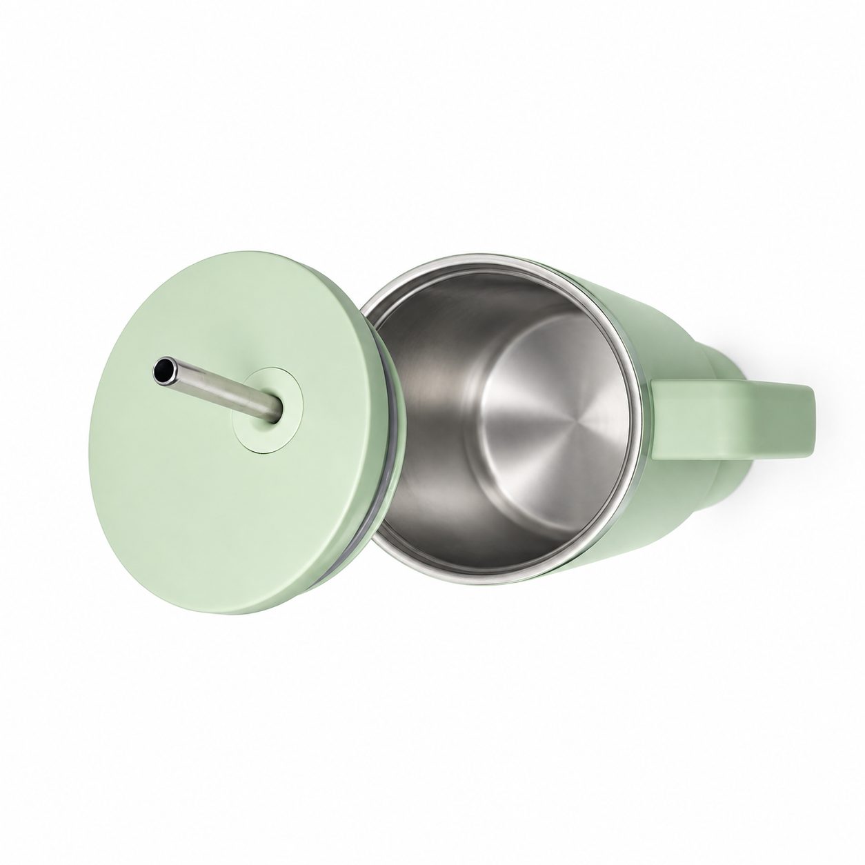 Termo Mayim 30 oz verde con asa y popote metálico — edición premium