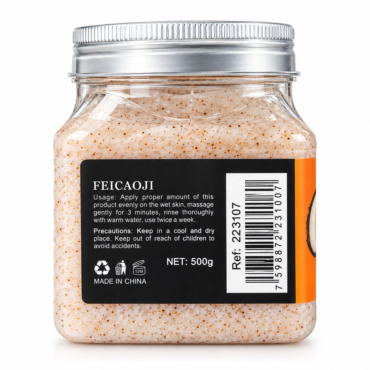 Exfoliante corporal y facial de coco FEICAOJI 500 g — Hidratación y frescura natural 100%