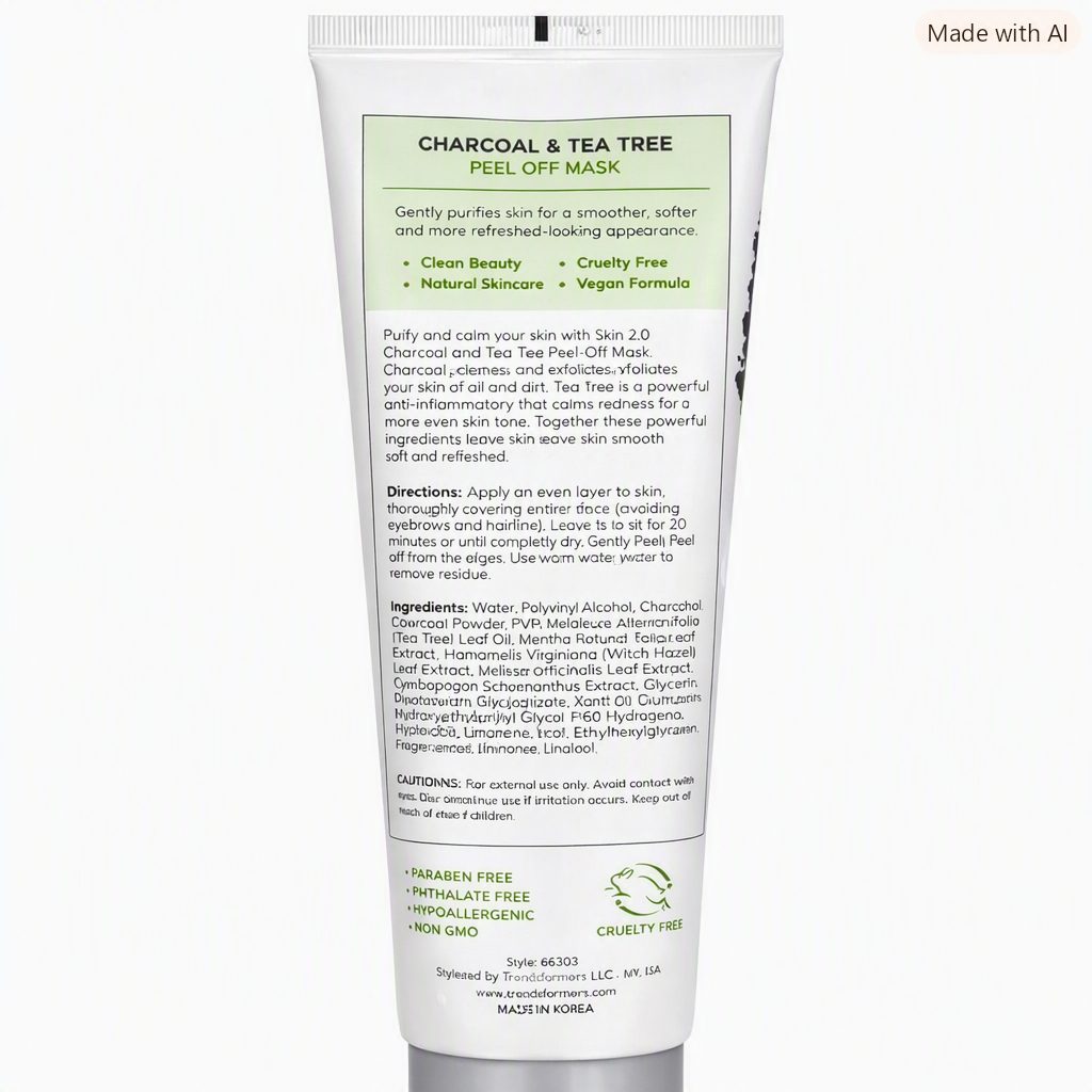 kin 2.0 Charcoal & Tea Tree Peel-Off Mask | Mascarilla facial coreana limpieza profunda