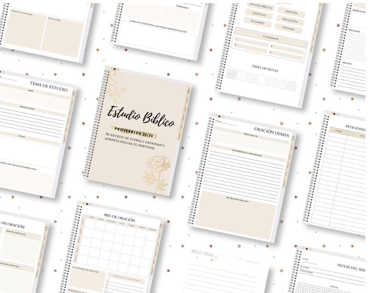Guía de Crecimiento Espiritual, Reflexiones Espirituales, Plantilla para Escritura y Devocionales Digital