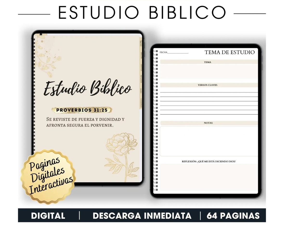 Guía de Crecimiento Espiritual, Reflexiones Espirituales, Plantilla para Escritura y Devocionales Digital