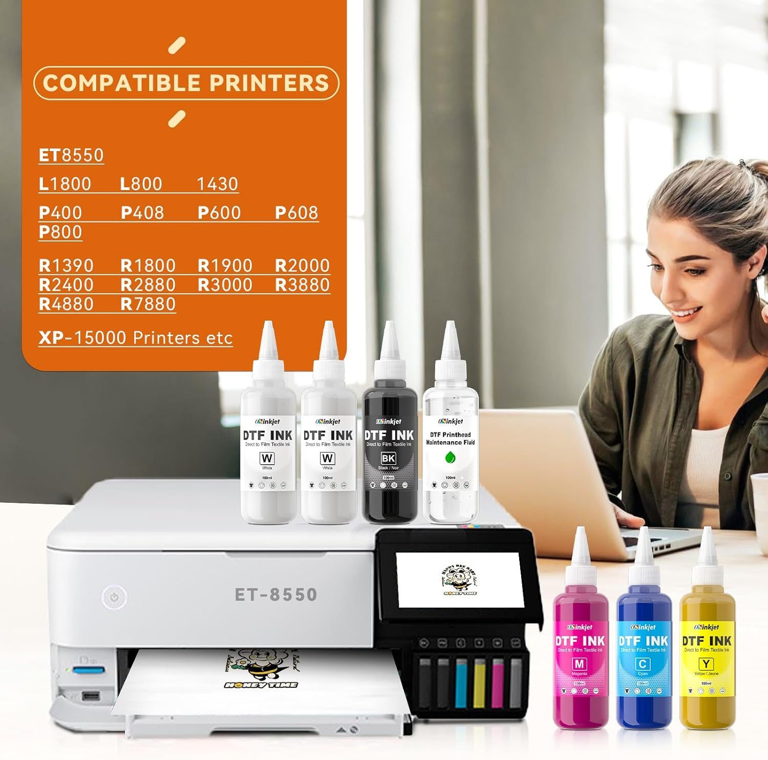 DTF Ink 600ML - Tinta de transferencia DTF para película PET, recambio para impresoras DTF