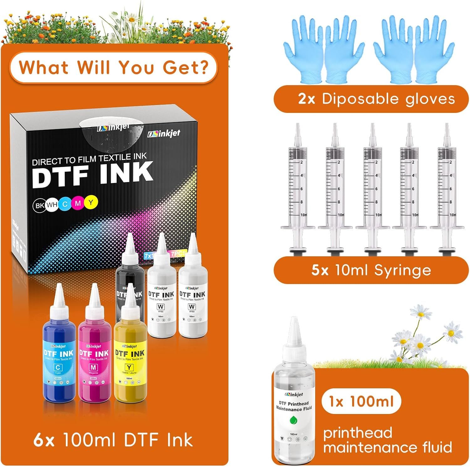 DTF Ink 600ML - Tinta de transferencia DTF para película PET, recambio para impresoras DTF
