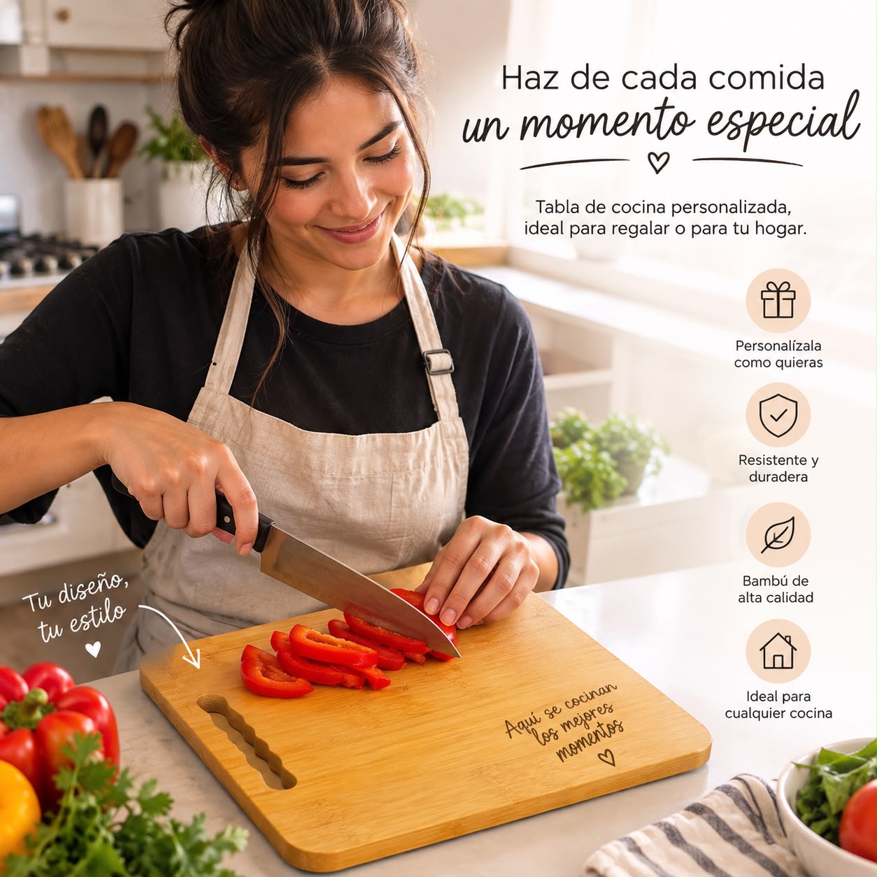 Tabla de Cocina Personalizada Grabado Laser